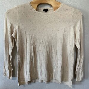J‎ Jill Wearever Collection Crewneck Sweater Beige Speckled Knit Top Size XL